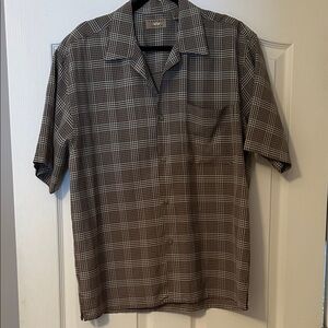 Men's Classic Natural Issue Brown and Cream Plaid Shirt size Medium
